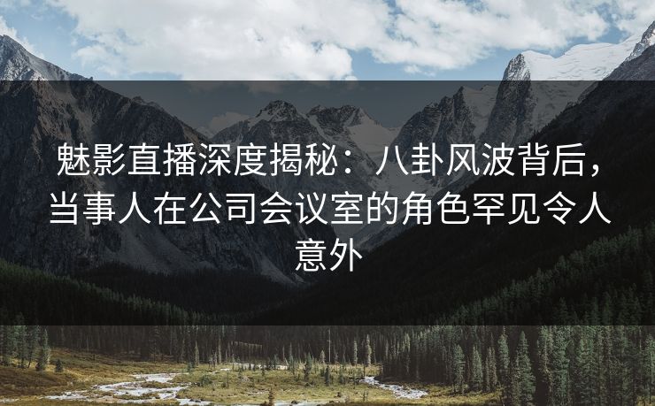 魅影直播深度揭秘：八卦风波背后，当事人在公司会议室的角色罕见令人意外
