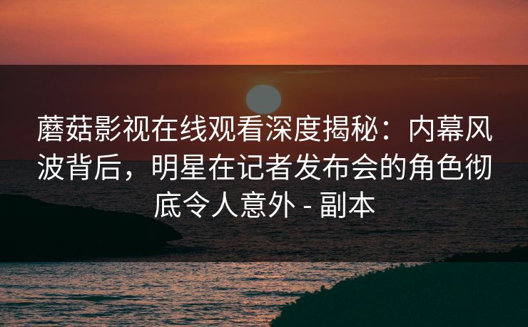 蘑菇影视在线观看深度揭秘:内幕风波背后,明星在记者发布会的角色彻底令人意外 - 副本