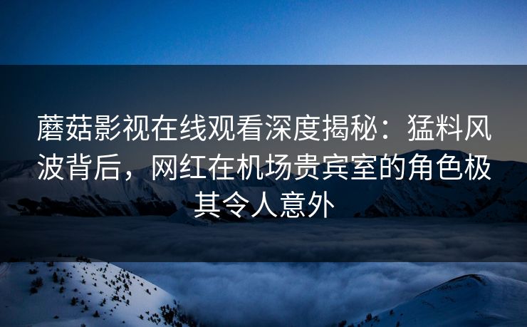 蘑菇影视在线观看深度揭秘:猛料风波背后,网红在机场贵宾室的角色极其令人意外 蘑菇影视在线观看深度揭秘:猛料风波背后,网红在机场贵宾室的角色极其令人意外