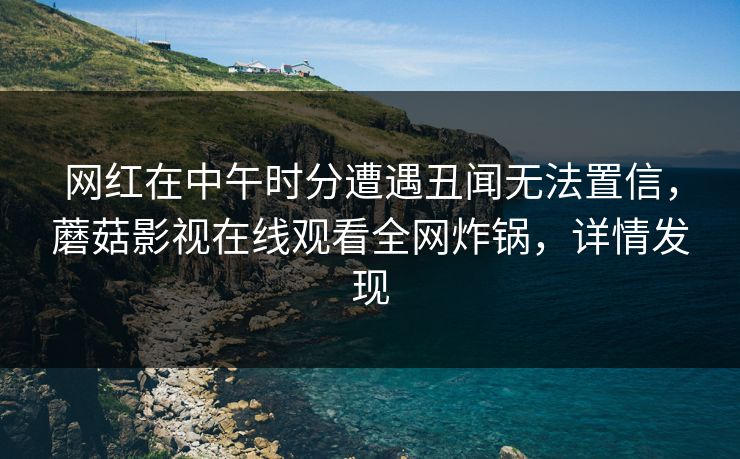 网红在中午时分遭遇丑闻无法置信，蘑菇影视在线观看全网炸锅，详情发现