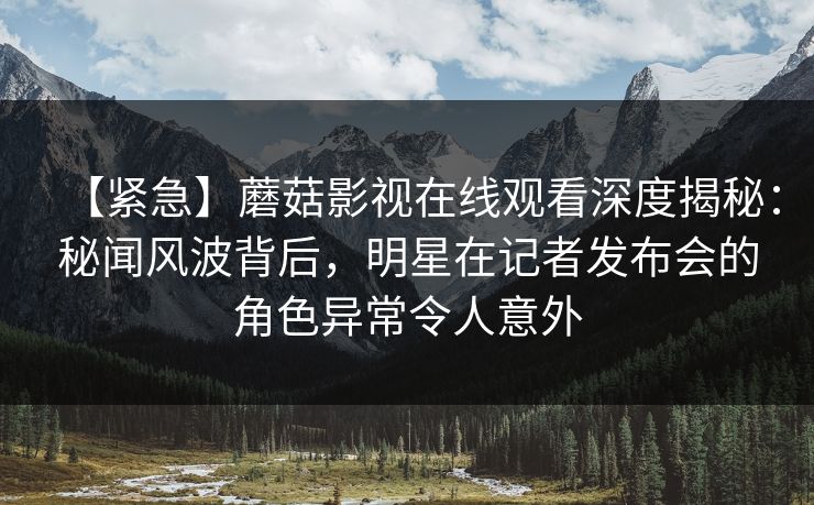 【紧急】蘑菇影视在线观看深度揭秘:秘闻风波背后,明星在记者发布会的角色异常令人意外